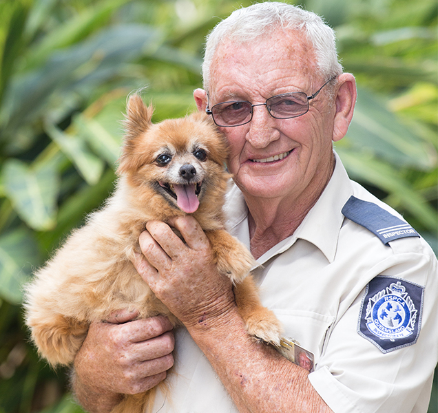 inspector laurie with his rescue dog